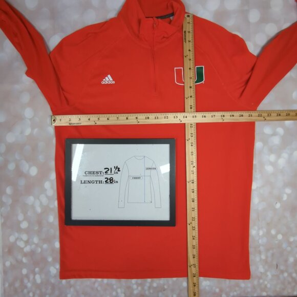 Adidas Miami Hurricanes Large Sideline Quarter-Zip Pullover - Picture 8 of 8